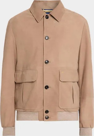 Stefano Ricci Men & apos;s Suede Button-Front Shirt Jacket