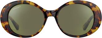Serengeti Eyewear Bacall Tortoiseshell Oval-Shaped Sunglasses with Dark Green Lenses