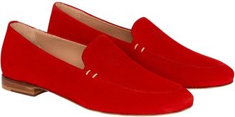Kiton Monogram Suede Loafer - Dames - Loafers - Rood - 39 EU - Leer - Schoenen