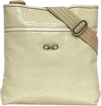 Ferragamo Pre-owned au-21 Schoudertas - Dames - Vintage Schoudertas - Beige - ONE Size - Leer - Vintage