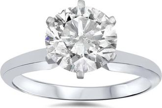 Pompeii3 14k White Gold 1 1/2 Carat Diamond Round Solitaire Engagement Ring Enhanced Size Selectable