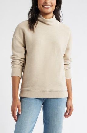 Caslon Mock Neck Ottoman Sweatshirt in Tan Doeskin Heather at Nordstrom Rack, Size X-Large