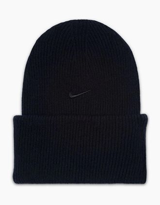 Nike Mens Peak Logo Embroidered Beanie - Black - Size: ONE size