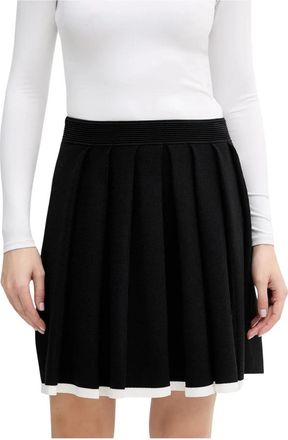 Karl Lagerfeld Contrast Pliss&eacute; Rok - Dames - Korte rokken - Zwart - M - Rokken