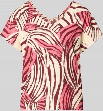 s.Oliver Red Label Relaxed Fit T-Shirt mit Allover-Muster in Pink, Gr&ouml;&szlig;e 42