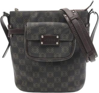 Loewe Pre-owned Anagram Coated Canvas Leather Shoulder Bag - Dames - Vintage Schoudertas - Grijs - ONE Size - Leer - Vintage