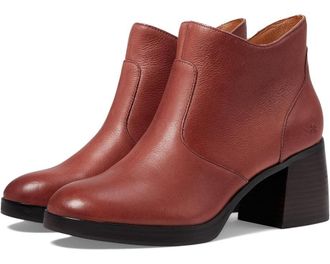 Lucky Brand Quinlee Boots Womens Henna Leather Block Heel Ankle Bootie JOBB1649