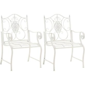 Clp Juego de 2 sillas de jardín Punjab Blanco antiguo