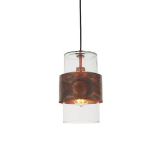 Loops Copper Hanging Ceiling Pendant Light - Clear Glass Shade - Single Bulb Fitting