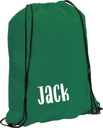 eBuy GB Personalised Drawstring Bag with Custom Name, Kids Backpack, Gym Rucksack, School Sport Bag, Childrens PE Kit (Green)