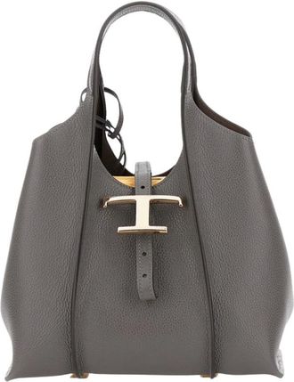 Tod's Tassen, Dames, Grijs, ONE Size, Leer, T Timeless Shopping Bag