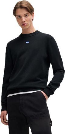 HUGO BOSS Mens Rib Crew Neck Long Sleeve Jersey Sweater in Black - Size 2XL