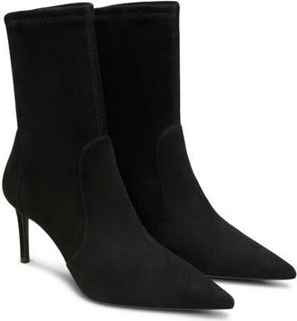 Stuart Weitzman Stuart Pointed Toe Bootie in Black at Nordstrom, Size 9.5