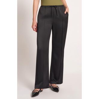 Matty M Roselle Drawstring Satin Pants in Black at Nordstrom, Size X-Small