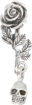 Emanuele Bicocchi Accessoires, unisex, Grijs, ONE Size, Roos en Schedel Sterling Zilveren Oorbel