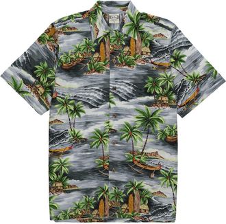 Fortela Outrigger Printed Cotton Shirt in Silver at Nordstrom, Size Small