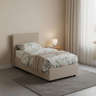 Dmora Dmora - Cama Individual Dantov, Cama Contenedor Con Tapizado En Ecopiel, 100% Made In Italy, Apertura Frontal, Con Colch&oacute;n Cm 80x190 Incluido, T&oacute;rtola