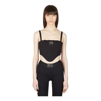 Dolce & Gabbana Logo Plaque Corset - female - Dolce & Gabbana - Sleeveless Tops - Black - L - Tops