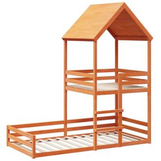 vidaXL Cama Con Techo Madera Maciza Pino Marr&oacute;n 80x200 Cm Vidaxl