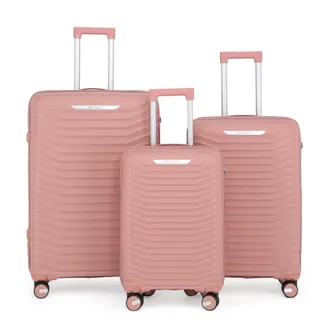 Infinity Leather Harde schaal roze klassieke kofferset 8-wiel cabine TSA-bagagekoffer vakantie reizen