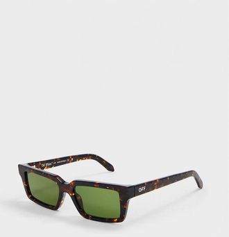 Off-white Mens Warren Rectangle Full Rim Sunglasses - Havana Green - Size: ONE size