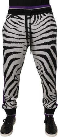 Dolce & Gabbana Black White Zebra Men Jogger SweatMens Mens Pants