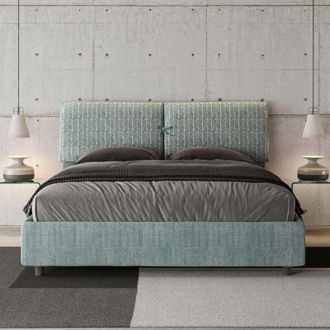 Les Tendances Les Tendances - Letto matrimoniale senza rete imbottito 160x190 tessuto Aragona 7 azzurro Mados