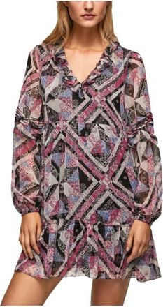 Pepe Jeans London Korte jurken - Dames - Korte kleedjes - Roze - S - Polyester - Kleedjes
