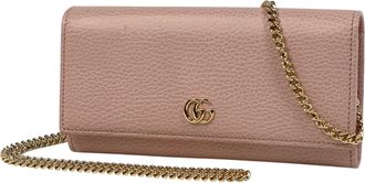 Gucci Pink Leather Chain/Shoulder Wallet (Pre-Owned)