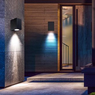 Globo Lighting Lampada da parete a led per esterni da giardino, faretto da parete per giardino, alluminio grigio scuro, 1x led 6 watt 472 lumen bianco caldo, h 9,5