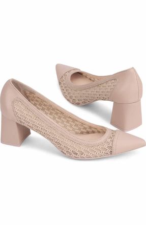 AGL Womens Crochet Block Heels In Nude
