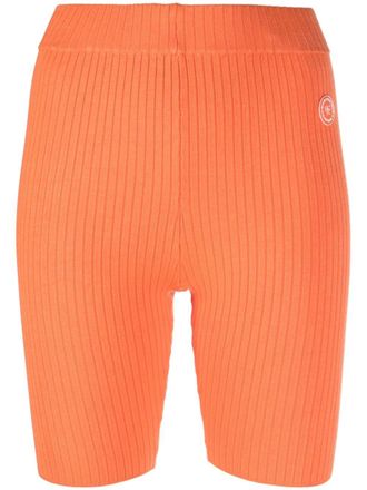 Sporty & Rich logo-patch ribbed-knit biker shorts - Orange