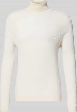 Emporio Armani Rollkragenpullover mit gerippten Abschlüssen in Weiss, Größe XXL