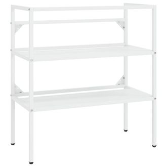 Berkfield Home Elegant Bathroom Washbasin Frame with Built-in Basin White Iron