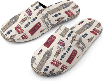 Generic Theme of UK London British Flag Mens Slippers Warm Non-Slip Houes Shose Spa Slipper for Home Bedroom