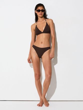 Reiss Chocolate Brown Fixed-side Brazilian Bikini Bottoms, 14
