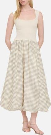 Blu Pepper Sleeveless Mixed Media Midi Dress in Cream at Nordstrom Rack, Size Medium