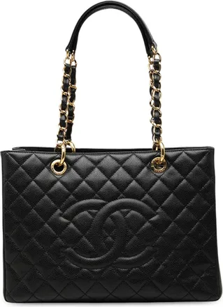 Chanel Black Grained Calfskin Handbag Tote Bag (Pre-Owned)