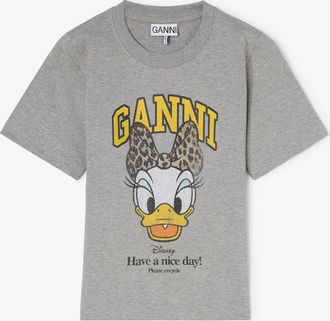 Ganni x Disney Daisy Duck Grey Printed Baby Fit T-shirt Size XXS