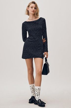 Reformation Pike Long-Sleeve Satin Mini Dress