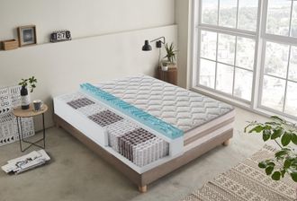 Materassi & Doghe Ilovesleep - Colch&oacute;n 120x200 De Muelles Ensacados Y Espuma Viscoel&aacute;stico - 25 Cm De Alto - Extra&iacute;ble