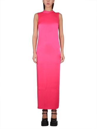 Versace Fuchsia Mock Collar Maxi Dress