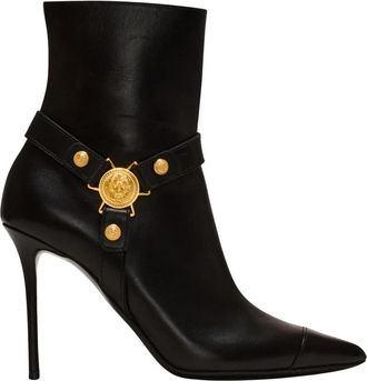 Balmain Eva Enkellaarsjes - Dames - Laarzen met Hak - Zwart - 36 EU - Leer - Schoenen