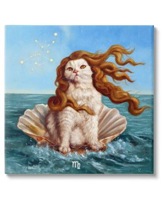 Stupell Industries Cat In Ocean Seashell Canvas Wall Art By Lucia Heffernan