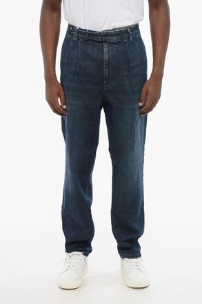 Brunello Cucinelli Regular Fit Jeans with 2 Pleats Dark Wash 17cm Brunello Cucinelli