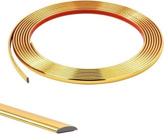 No Brand Tira Decorativa Autoadhesiva De Pvc De 5 M (10 Mm De Ancho), Borde Flexible Para Papel Pintado, Azulejos, Espejos, Techos Y Armarios (dorado)