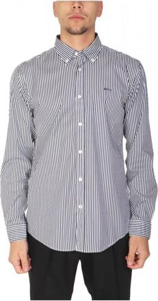 HUGO BOSS Gestreepte Slim-Fit Overhemd - Heren - Zakelijke Overhemden - Blauw - 3XL - Katoen - Overhemden