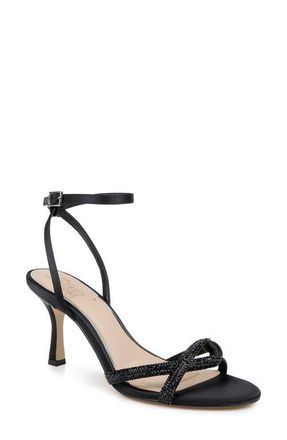 Badgley Mischka Fiji Ankle Strap Sandal in Black Satin at Nordstrom, Size 7.5