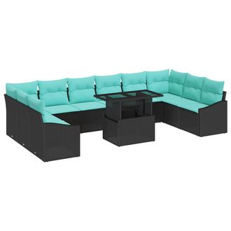 vidaXL Juego De Sof&aacute; 11 Uds. 10-n&uacute;mero De Plazas Negro Y Azul Vidaxl