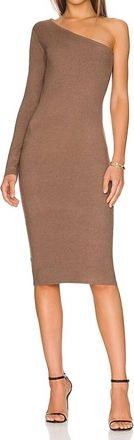 Monrow Womens Super Soft One Shoulder Dress In Dusty Cocoa